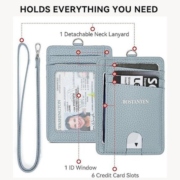 Credit Card Holder for Women S-Blue - Picture 2 of 6